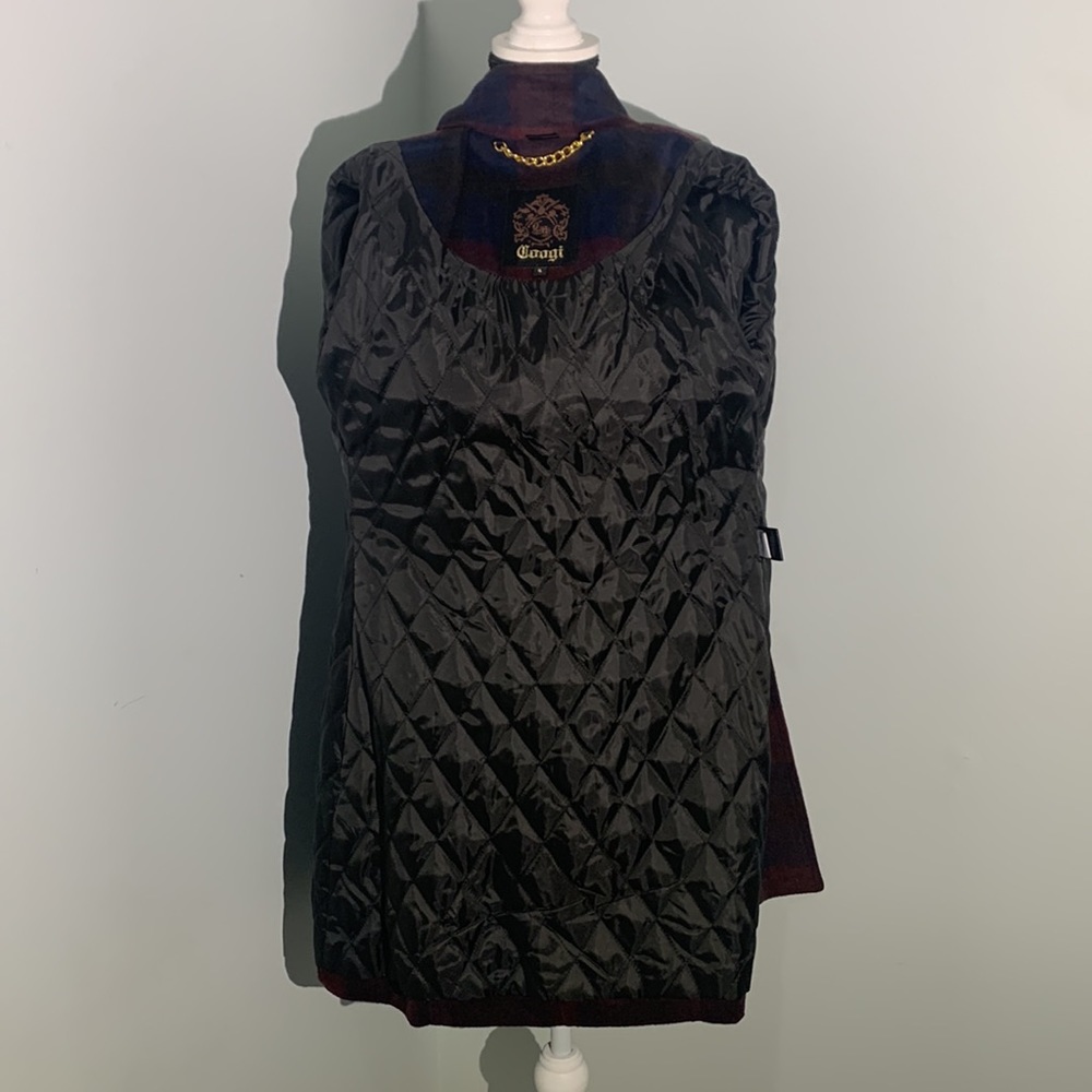 COOGI  vintage Women’s Plaid Wool Blend Coat Outerwear Long Jacket - Picture 10 of 11